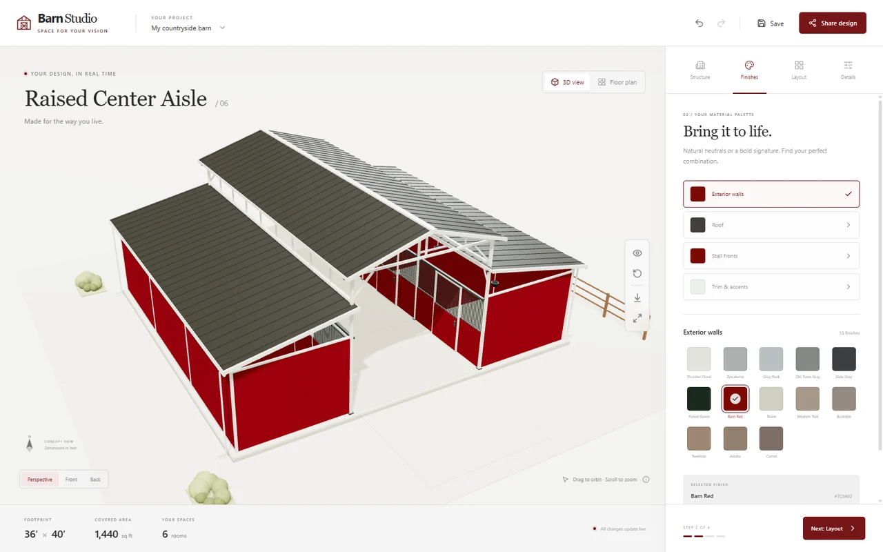 MDBarnmaster online 3D barn configurator project